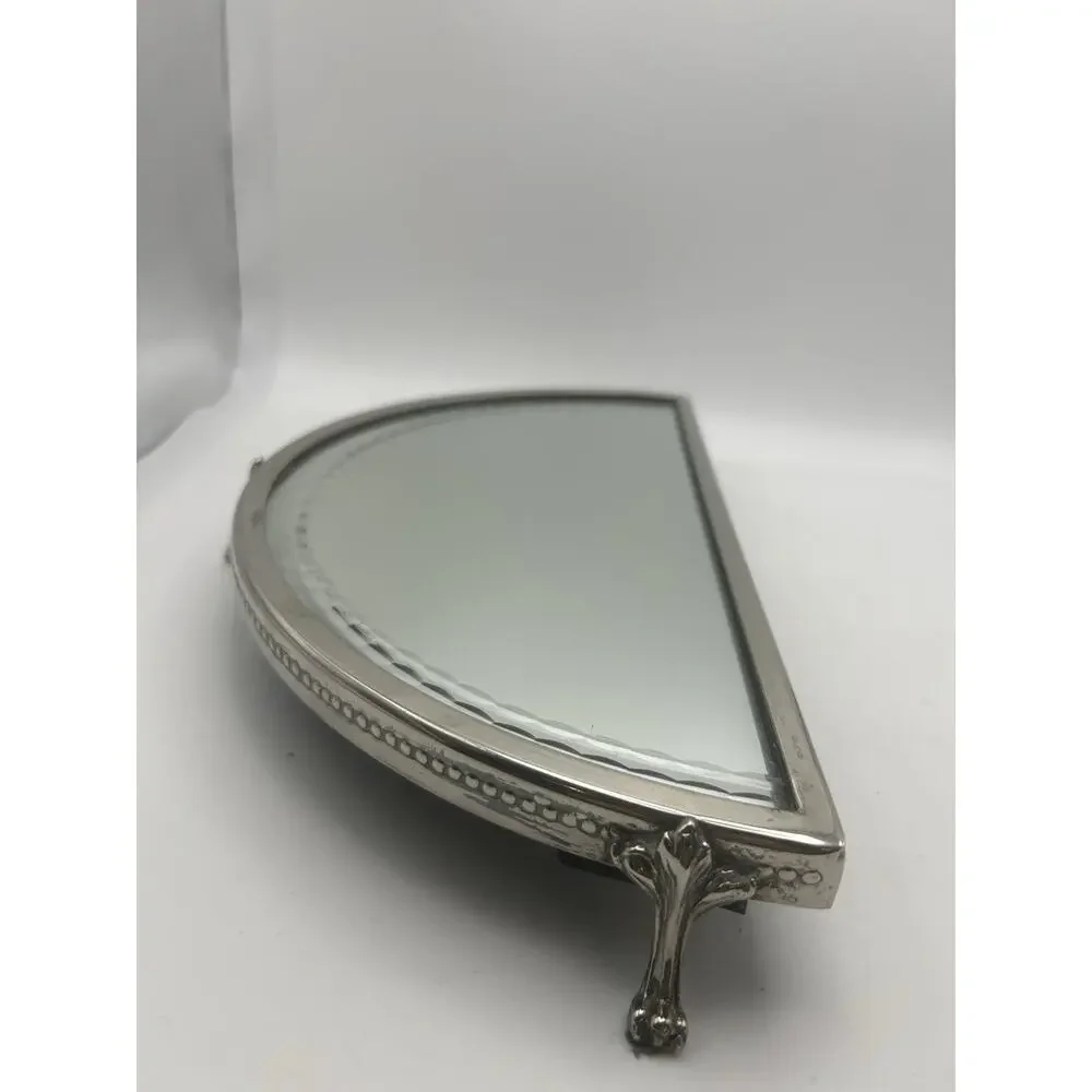Vintage Silver Plated And Etched Plateau Mirror. Early 20th Century.